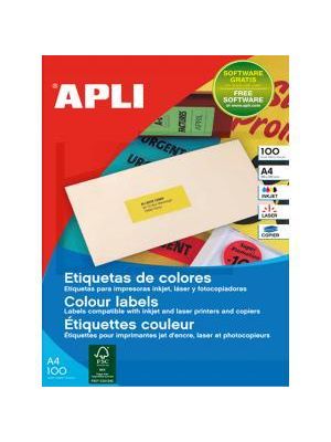 Etikety farebné 210x297mm APLI A4 100 hárkov fluo červené
