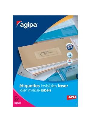 Etikety polyesterové priehľadné 210x297mm Agipa A4 laser 100 hárkov