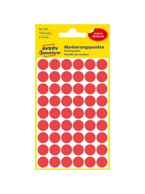 Etikety kruhové 12mm Avery červené