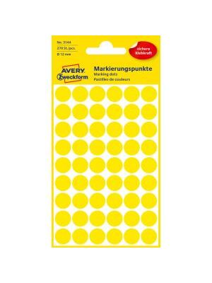 Etikety kruhové 12mm Avery žlté