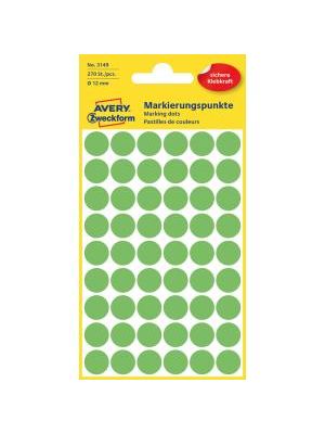 Etikety kruhové 12mm Avery neónovo zelené
