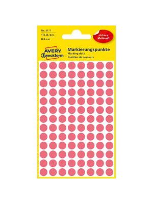 Etikety kruhové 8mm Avery neónovo červené