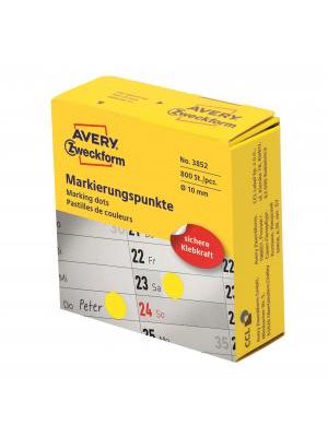 Etikety kruhové 10mm Avery žlté v dispenzore
