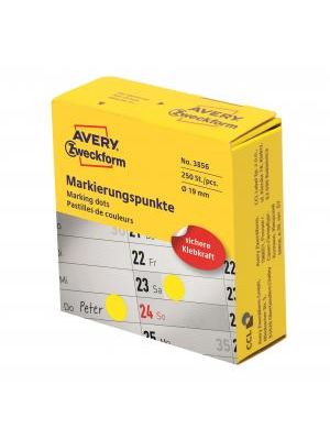 Etikety kruhové 19mm Avery žlté v dispenzore