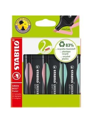 Sada zvýrazňovačov STABILO GREEN BOSS Pastel balenie 4 kusov pastelová zelená, ružová, tyrkysová a f