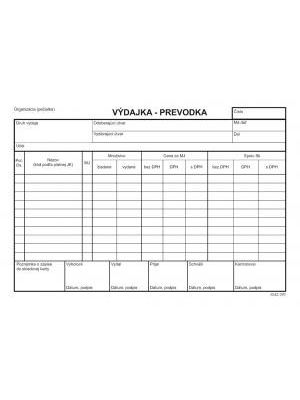 Výdajka - prevodka A5 s DPH samoprepis s kart.obálkou a podložkou