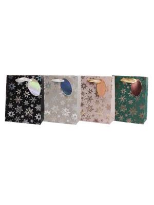 Vianočná papierová taška 115x145mm textilné ušká vo farbe tašky mix 4 metalických motívov bez možnos