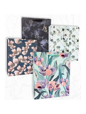 Papierová taška 260x320mm textilné ušká vo farbe tašky mix 4 motívov bez možnosti výberu Kvety