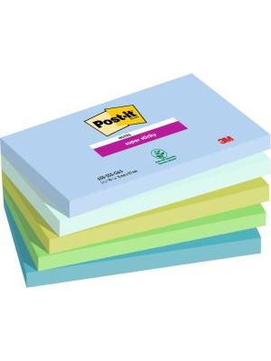 Bloček Post-it Super Sticky OASIS, veľkosť 76x127 mm, 5 bločkov po 90 lístkov