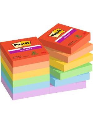 Bloček Post-it Super Sticky PLAYFUL, veľkosť 47,6x47,6 mm, 12 bločkov po 90 lístkov
