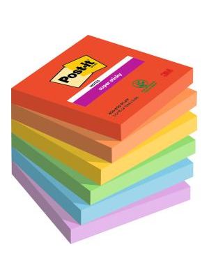 Bloček Post-it Super Sticky PLAYFUL, veľkosť 76x76 mm, 6 bločkov po 90 lístkov
