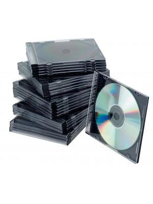 Obal Slim na CD/DVD Q-CONNECT z plastu čierny/priehľadný, 25ks