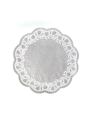 Dekoračná krajka (PAP) okrúhla biela Ø32cm 6 ks