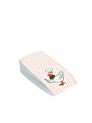 Papierové vrecko 2vrstvé nepremastiteľné 13+8 x 28 cm `1/1` na kurča 100 ks