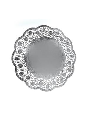 Krajky okrúhle 36cm, strieborne /4ks
