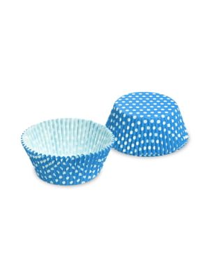 Cukrárenský košíček (PAP) Bodky bielo/modrý Ø50 x 30 mm 40 ks