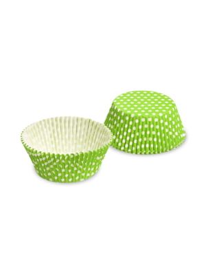 Cukrárenský košíček (PAP) Bodky bielo/žltozelený Ø50 x 30 mm [40 ks