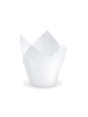 Tulipánový cukrárenský košíček (PAP) biely Ø50 x 85 mm / 16 x 16 cm 100 ks