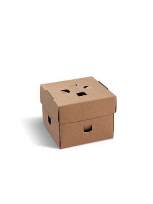 Burger box (PAP FSC Mix) rozkladací nepremastiteľný kraft 120 x 120 x 100 mm 100 ks