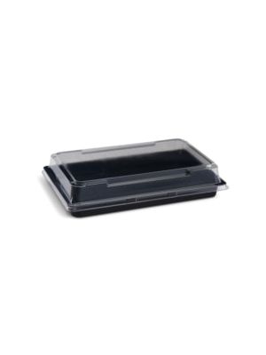 Miska na Sushi (PET) čierna 215 x 130 x 18 mm + viečko 200 sád