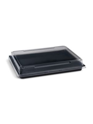 Miska na Sushi (PET) čierna 255 x 185 x 20 mm + viečko 200 sád