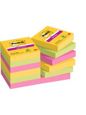 Bločky Post-it Super Sticky CARNIVAL, veľkosť 47,6 x 47,6 mm, 12 bločkov po 90 lístkov