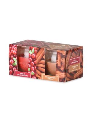 Emocio Sklo Wild Cranberry & Cinnamon Stick, vonná sviečka, 2 ks v krabičke, 65x63 mm