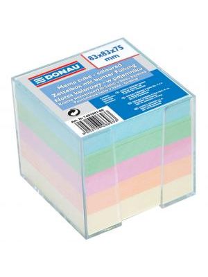 Bloček kocka nelepená 83x83x75mm pastelové farby číra škatuľka