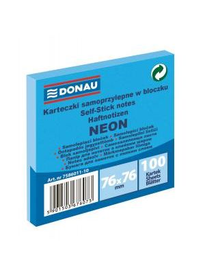 Bloček Donau neónový 76x76mm modrý