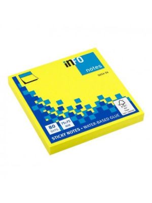Blok samolepiaci 75x75mm neon žltý 80 lístkov INFO