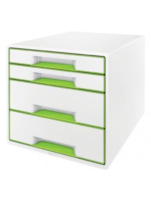 Zásuvkový box Leitz WOW so 4 zásuvkami metalický zelený