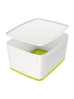 Úložný box s vekom Leitz MyBox, veľkosť L biela/zelená