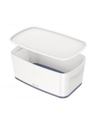 Úložný box s vekom Leitz MyBox, veľkosť S biela/sivá