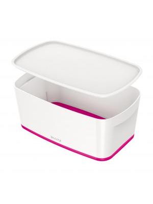 Úložný box s vekom Leitz MyBox, veľkosť S biela/ružová