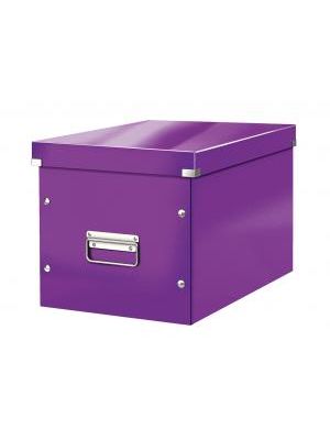 Štvorcová škatuľa Click & Store A4 metalická purpurová