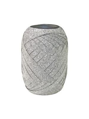 Vianočná darčeková stuha glitrová strieborná 5mm x 10m