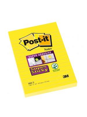 Bloček Post-it Super Sticky 102x152 žltý linajky