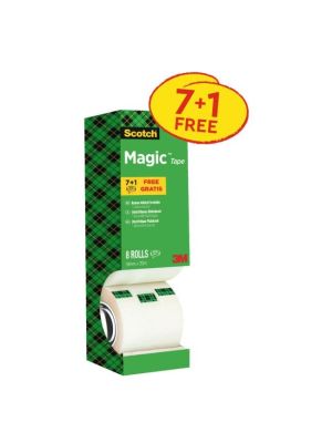 Lepiaca páska Scotch Magic neviditeľná popisovateľná 19 mm x 33 m v krabičke 7+1 zdarma