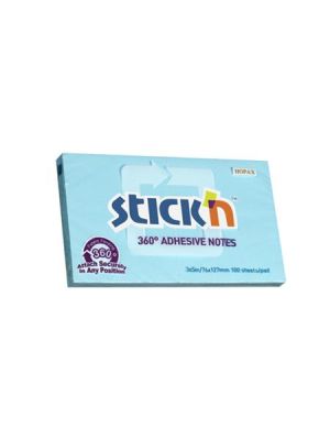 Samolepiaci poznámkový blok, 76x127 mm, 100 listov, STICK N, modrá