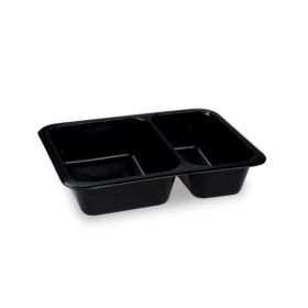 Menu misa (PP) Reware Lunch vratná 2dielna čierna 227 x 178 x 49 mm 20 ks